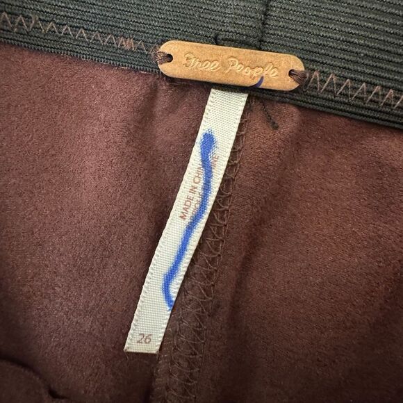 Free People Faux Suede Leggings Burgundy Wine Size 26 - Picture 3 of 5